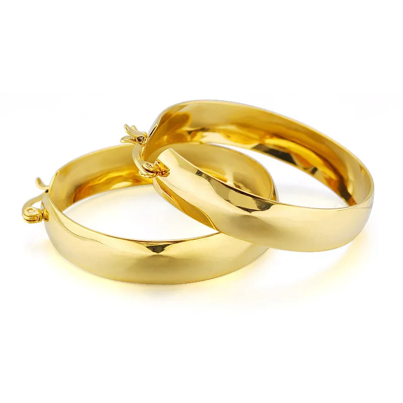 Factory Direct 18K Gold Plated Classic Style Stainless Steel Big Hoop Earrings for Weddings and Parties