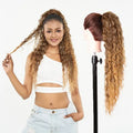 Julianna Futura Ombre Blonde Body Wave Hairpiece Long Yaki Heat Resistant Afro Drawstring Ponytail Synthetic Hair Extensions
