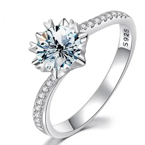 Wholesale 925 Sterling Silver Diamond Classic Twisted Arm Snowflake Luxury Moissanite Ring 1 2  Ct for Women Jewelry Engagement