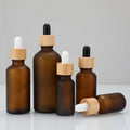 Skincare Packaging Set with 5ml to 100ml Glass Dropper Bottles Round and Flat Bamboo Dropper Bottle for Hair Serum Oil