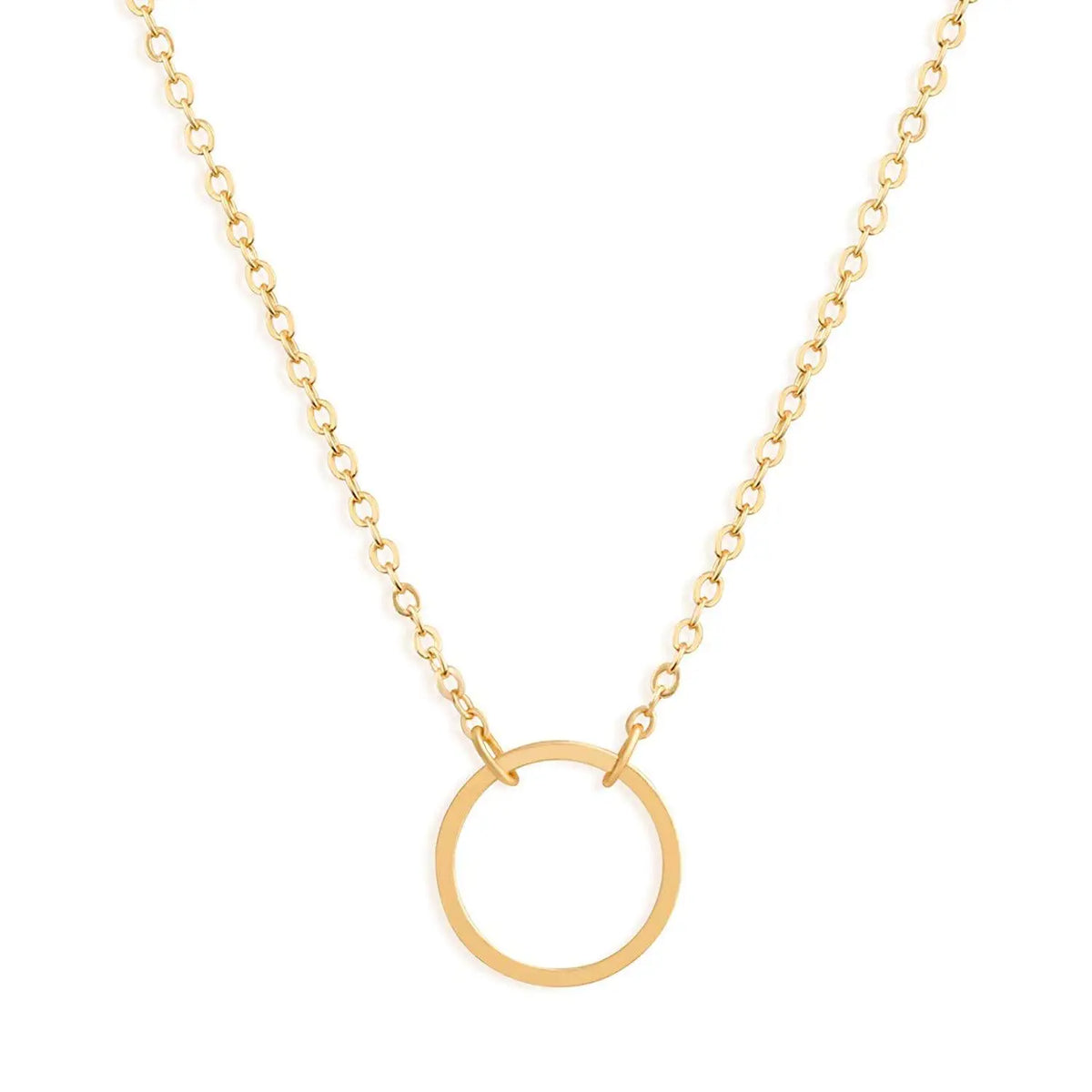 18K Gold Titanium Steel Clavicle Chain Light Luxury Personality Circle Choker Circular Ring Pendant Necklace MegaBDM
