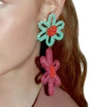 Kaimei Fashion Jewelry Hand-woven Flower Earrings for Woman Holiday Exaggerated Cotton Rope Woven Big Flower Handmade Earrings