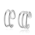 Asymmetry Fine Cuff Earrings for Non Pierced Ears Rhodium Plated on 925 Silver Hoop Earrings Clip-on