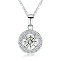5A Zirconia 925 Sterling Silver Necklace Fine Jewelry Round Pendant for Wedding Engagement or Party Trendy Gift