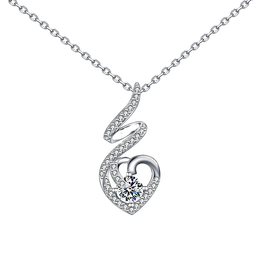 Fashion  925 Sterling Silver Heart Necklace Fine Jewelry Necklaces Pendant Charm for Jewelry Making