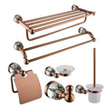 Rose Gold Foldable Double Layer Stainless Steel Bathroom Towel Bar Holder 5-Piece Hardware Set