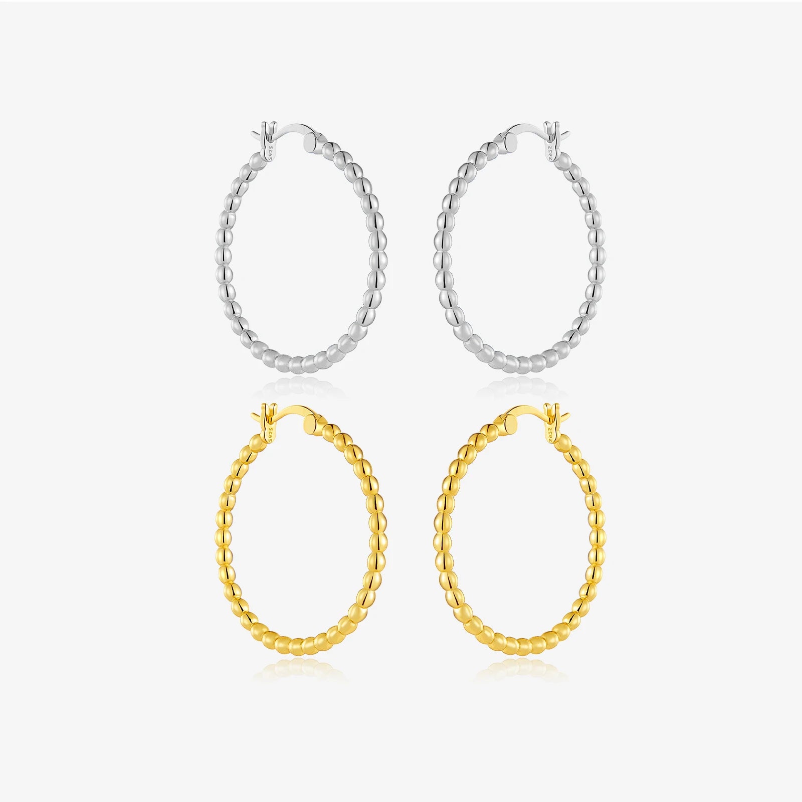 FUAMAY Chunky 30MM extra Large Hoop Earrings 925 Silver Very Large Clip on Ball Beaded Hoop Earrings