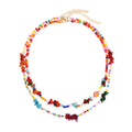 Handmade Colorful Bohemian Layers Glass Seed Beads Plastic Beads Stone Chips Beads Charm Multiple 2 Layered Necklace Jewelry