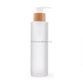 Bamboo Glass Bottle with Pump Lotion Cap for Cosmetic Use Screen Printed Surface Handling