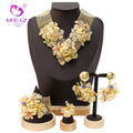 MEIZI JEWELRY Luxury Handmade Copper Jewelry Set for Ladies Gold Plated 24k Flower Design for Dubai Wedding and Parties
