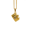 Travel Camera Locket Pendant Necklace Vintage Gold Plated Stainless Steel Camera Shaped Pendant Hiphops Zircon Camera Necklace