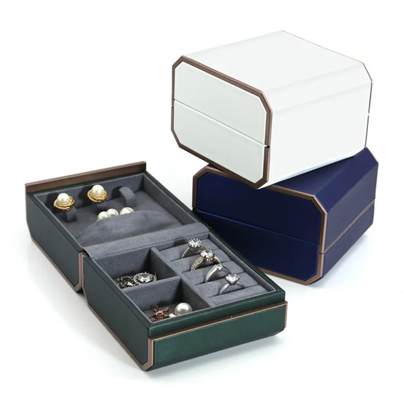 Compact Ring Storage Jewelry Box High-end Jewelry Box Portable Travel Box Ring Earrings Pendant Necklace Organizer Jewelry case
