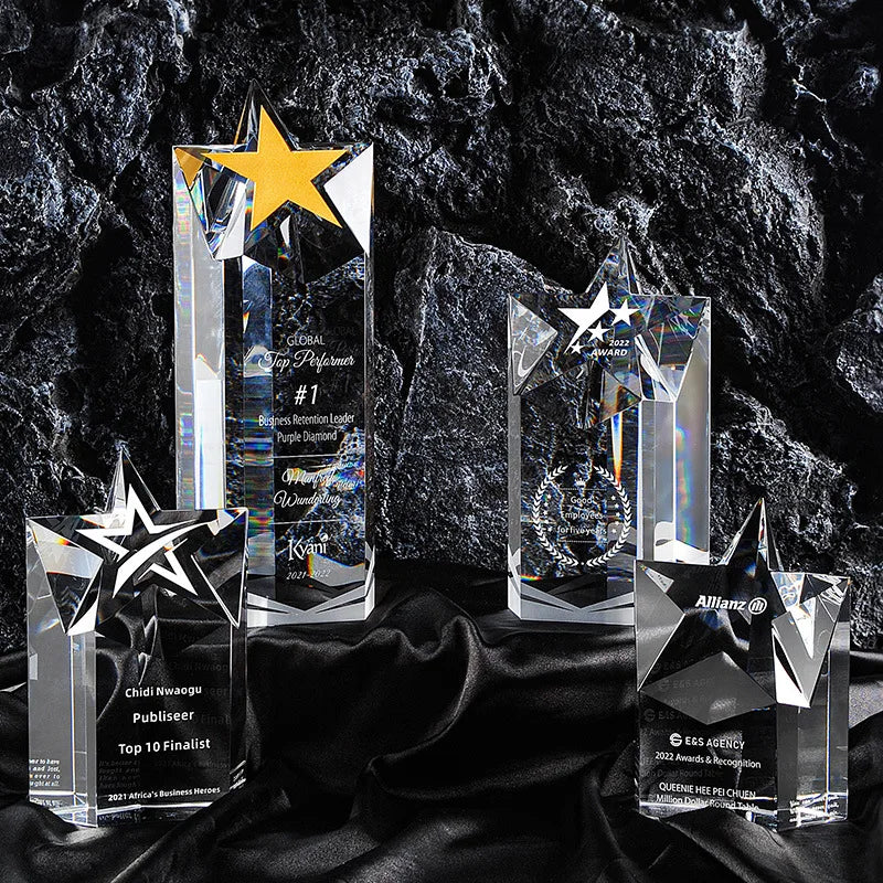 Honor of Crystal Professional Star K9 Crystal Trophy Award Custom Award Crystal Glass Trophy With Engraved Logo