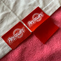 High Density manhattan Fold Textile Bottom Woven Hem Labelcenter Fold Taffeta Woven Cuff Label