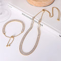 18k Gold Plated Stainless Steel Trendy Lab Grown Iced Out Baguette Stone Cluster Square Pulsera Diamond Tennis Chain Necklace