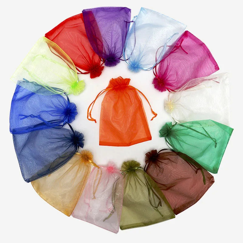 Wholesale Organza Pouch Different Size Organza Jewelry Bags Drawstring Pouch Organza Gift Bag
