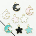 Wholesale Stocked Cheap Alloy Enamel Colored Round Moon Star Pendant Necklace