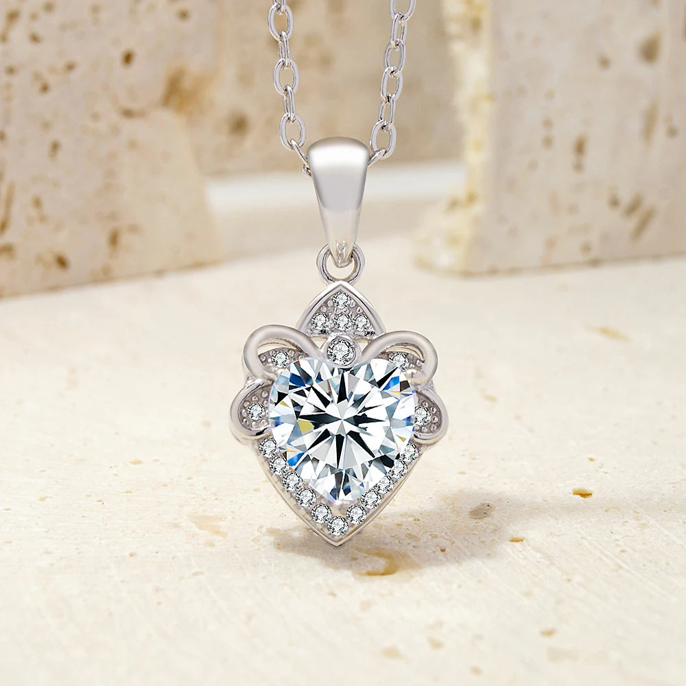 Fine 925 Sterling Silver Heart Pendant Necklace Gold Plated Jewelry for Women Fashion Jewelry Necklaces Wholesale