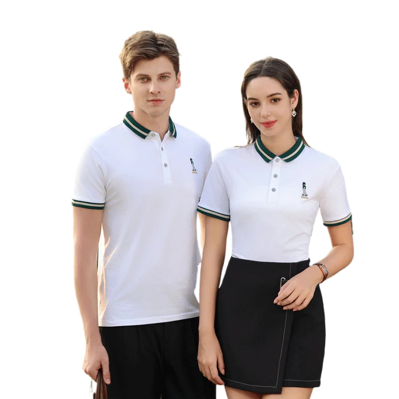 Wholesale business polo shirt embroidered polo shirt unisex short sleeved cotton spandex lapel simple and fashion polo shirt