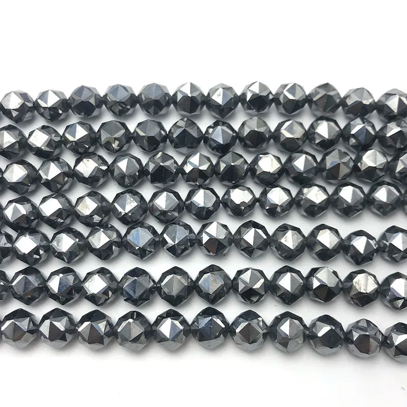 Hot Selling Double Star Unique New Shape Rose Cut 8mm Faceted Terahertz Beads for Jewelry Making