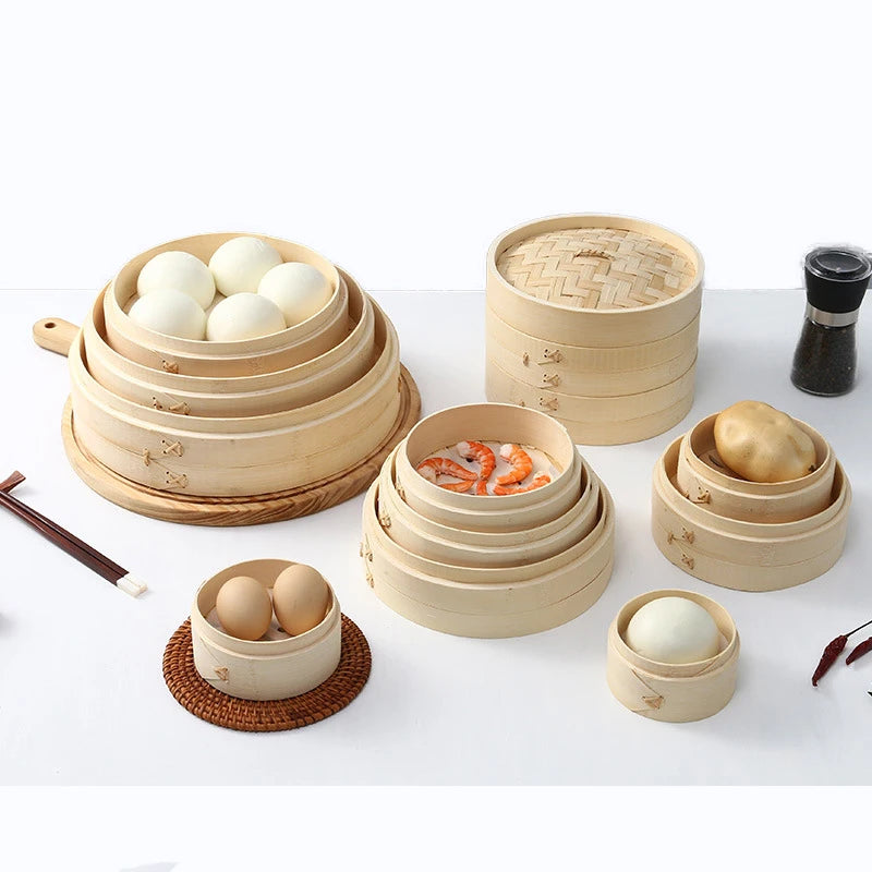Home and Breakfast Shop Chinese Bamboo Food Steamer Set for Steam Cooking