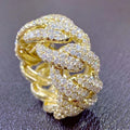 Huitan New Wholesale Hot Jewelry Weave Crystal Zircon Hip Hop Iced Out 18K Gold Plated Mens Diamond Ring