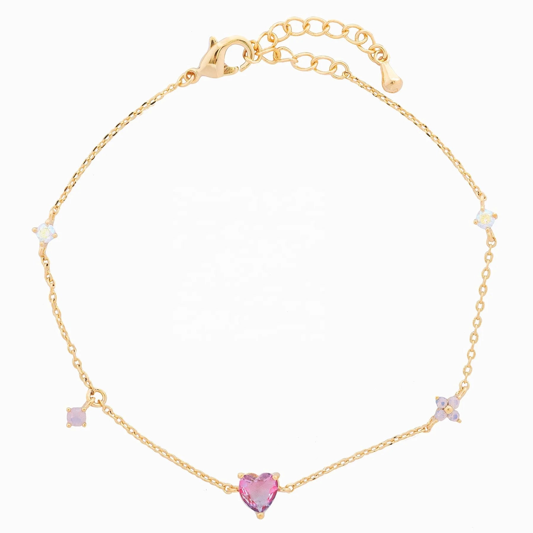 Light Luxury Temperament INS Niche Design Sense Personality Bracelet Micro-inlaid Zircon Sweet Pink Heart Bracelet