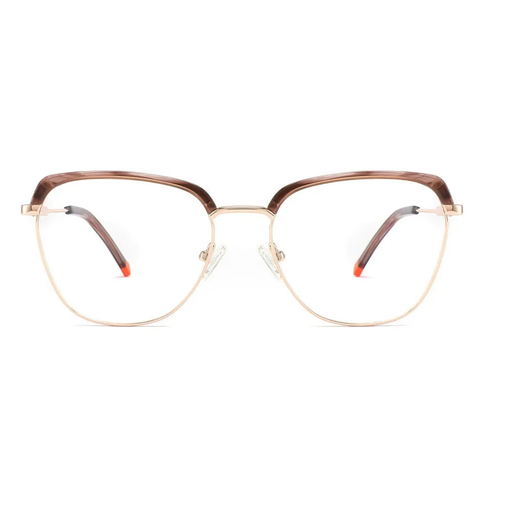 FEROCE 2022 Lady Glasses Ready Goods Lamination Tip Optical Eyewear Elegant Acetate Combine Metal Frames