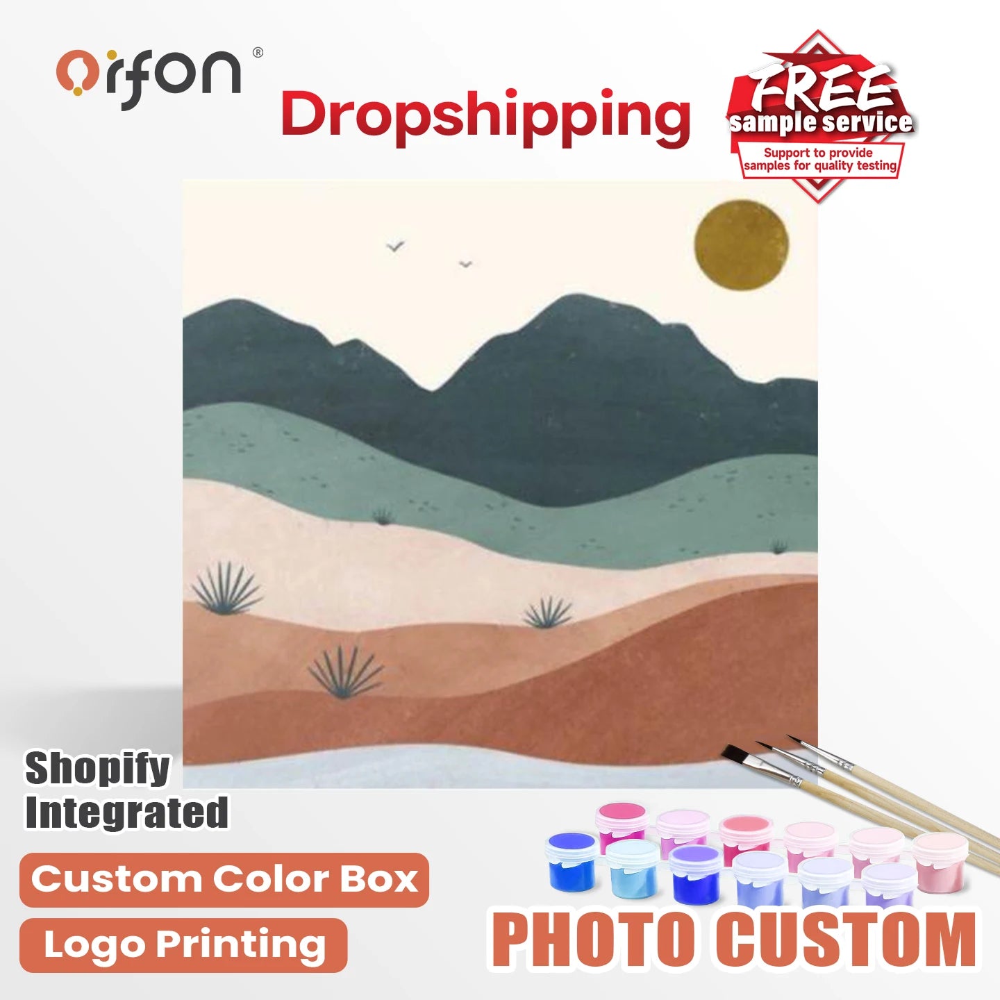 Orfon Custom DIY Painting by Number Modern 20x20cm Canvas with Frame for Kids Decorative Use Oil Medium