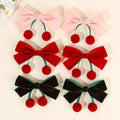 2Pcs Red Bow Hair Clips with Cherry Bayberry Fruit Hair Accessories Alligator Clips Party Gift for Kids