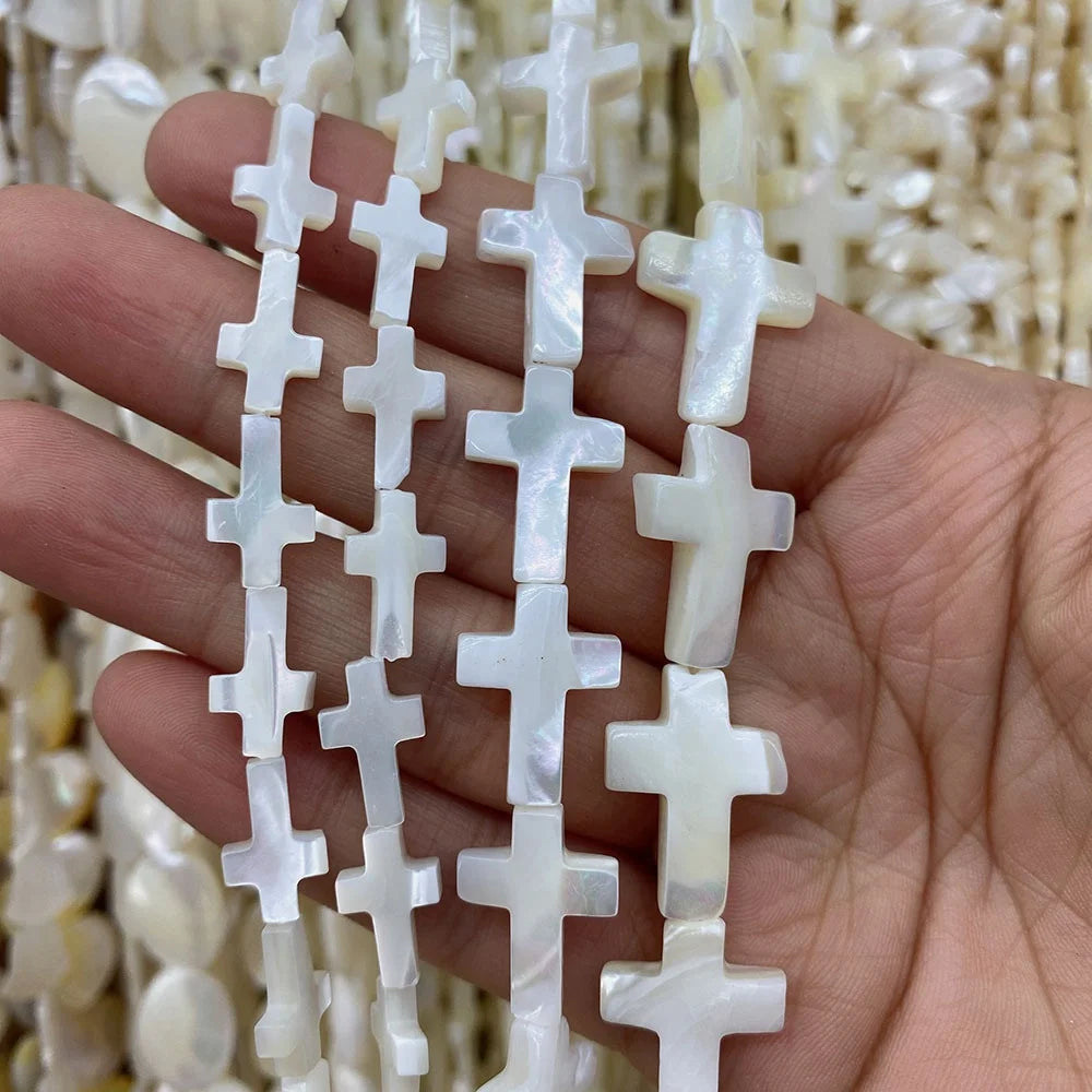 Wholesale Natural White Cross Shell Beads for DIY Handmade Bead Jewelry Making