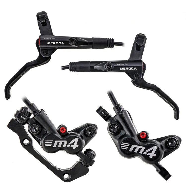 Meroca 4 Piston MTB Bike Hydraulic Brake 800/1400mm Disc with Resin Brake Pads Oil Pressure Caliper for Bike for Disc Cycling