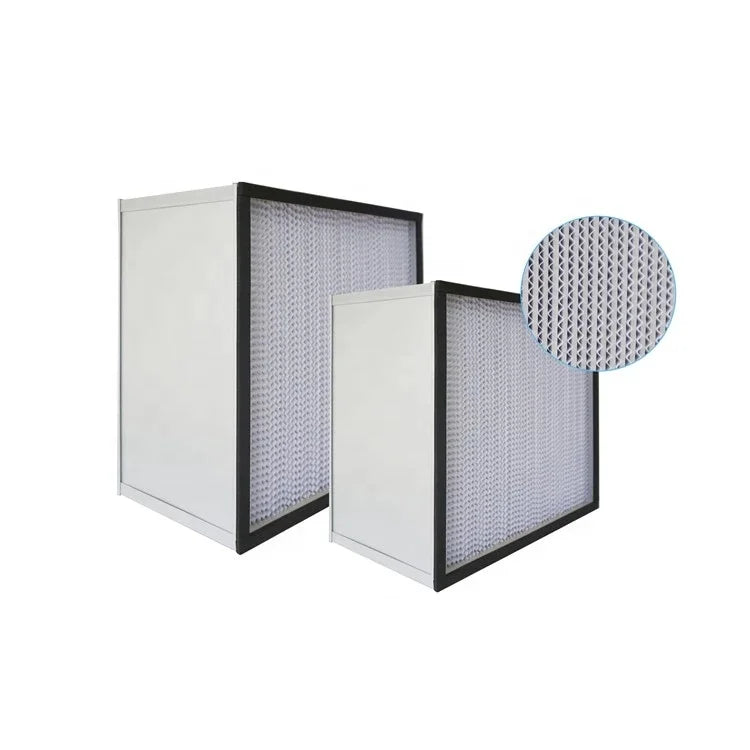 Customizable 320x320x220 Industrial Deep Pleated HEPA Panel Filter MERV 19 H13 H14 U15 Aluminum Alloy Frame Fiberglass Media New