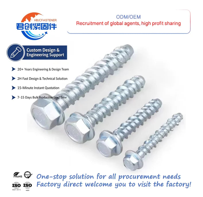 Hexagonal Flange Self-Tapping Anchor Screw Carbon Steel Galvanized Concrete Threaded Self-Cutting Anchor Bolt