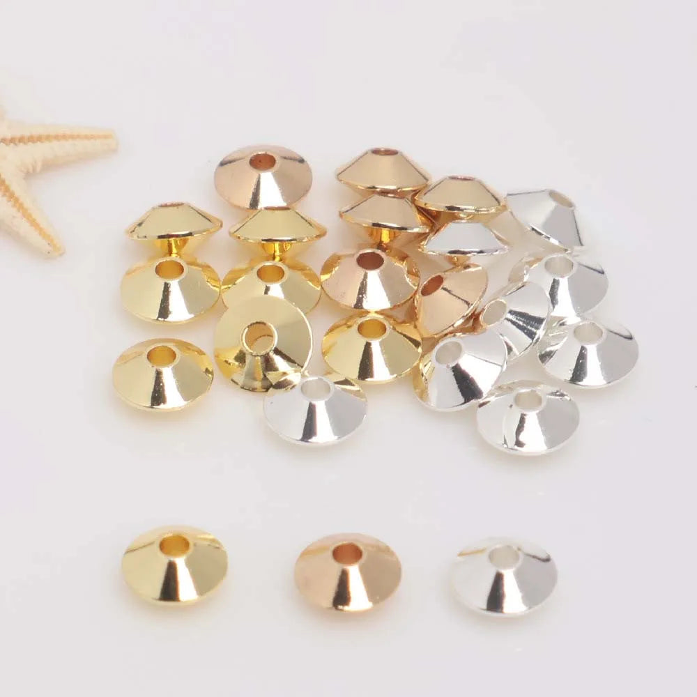 14-carat Gold-plated Decorative Beads Round Necklace Connector Gasket Handmade Components Simple Beads Fashion Jewelry Findings