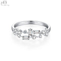 Exclusive Elegant Irregular Design Fine Jewelry 18K Solid White Gold Real Natural Diamond Stackable Ring For Women Everyday Wear