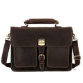 Vintage Crazy Horse Man Business Laptop Crossbody Shoulder Messenger Bag Luxury Brand Genuine Leather Briefcase