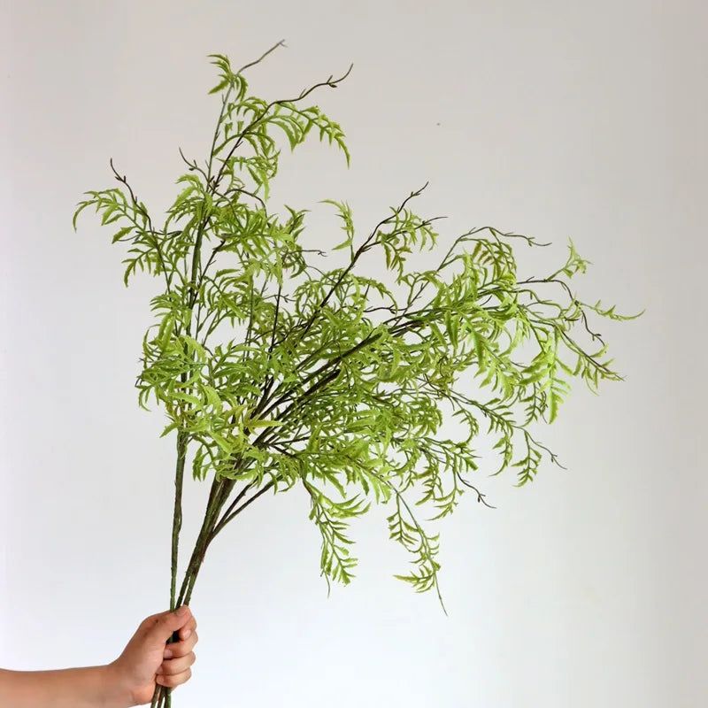 Artificial Tree Branches and  Fern Cress Leaves Latex Real Touch Artificial Green Plant Leaves Branches Wedding Decoration