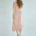 OEM Cotton Matching Mother and Daughter Dresses Maternity Clothes Short- Sleeve Nursing Dresses Vertical Zippers Over the Chest