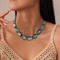 Vintage Style Necklace Fashionable Blue Apatite Gemstone Beaded for Women Female Chain Necklace Accessories Gifts