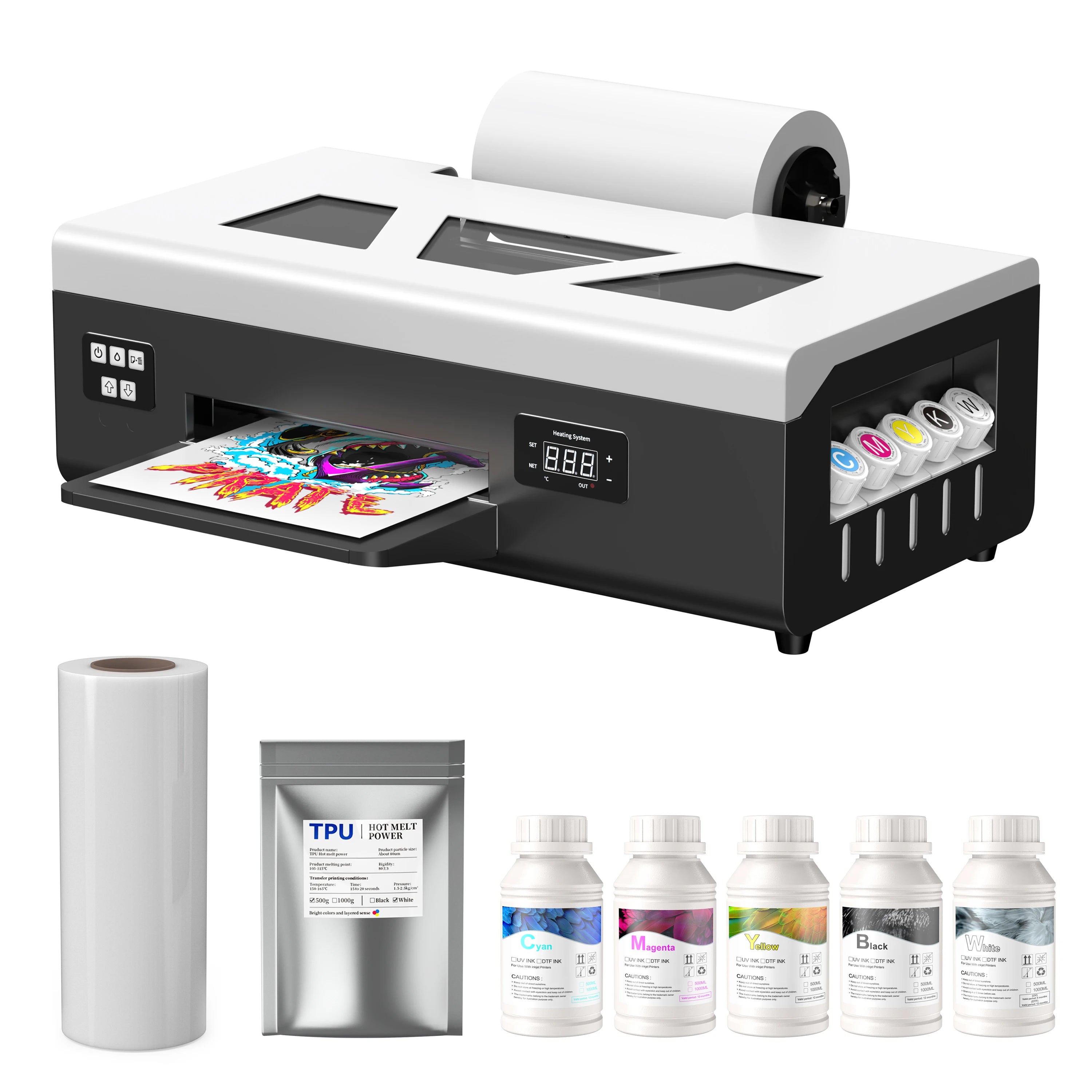 Colorsun Desktop Printer A4 Size 21CM Roll Pet Film Printer Impresora Dtf Printer T-shirt Printing Machine Small DTF with Ink