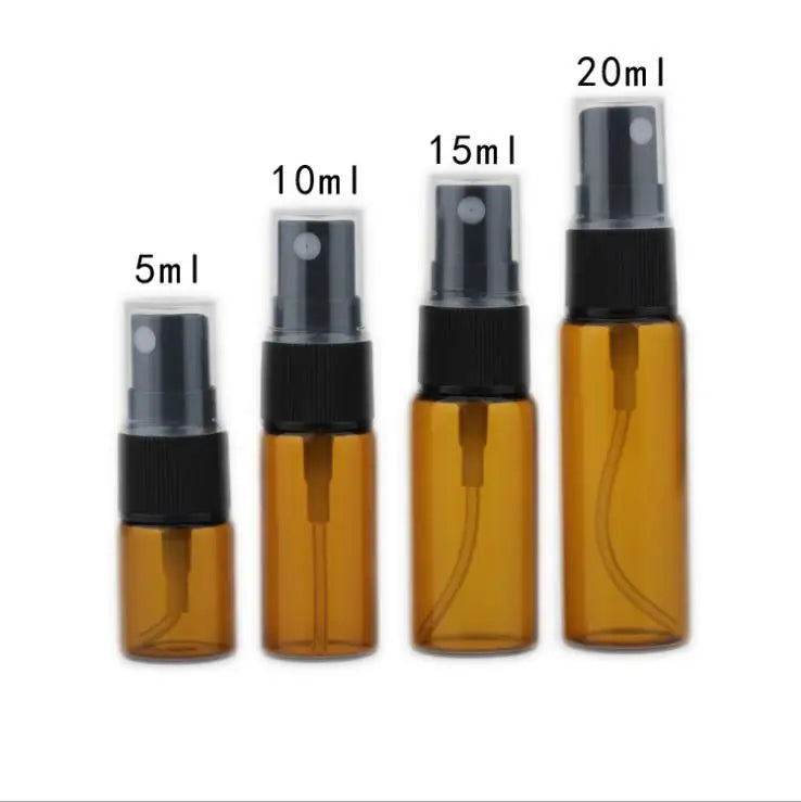 5ml 10ml 15ml  20 ml Amber Glass Fine Mist Perfume Essential Oil Spray Bottle for Samples