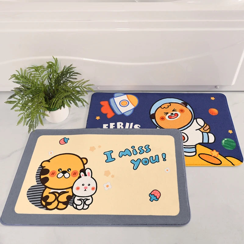 BEERUS Modern Friends Cartoon Forest Bath Mat Washable Cashmere Anti-Slip Thick (0.6-1 In.) Machine Made Bedroom Rug Home