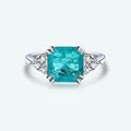 Woman 925 Silver Wedding Engagement Paraiba Stone Rings Cubic Zirconia Tourmaline Paraiba Ring