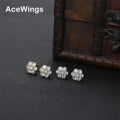 E036   Bling Bling CZ Earrings Men Brass Setting Zircon Stud Earrings Hip Hop Jewelry