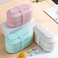 Wheat Straw Biodegradable 2 Layer Food Bento Lunch Box with Spoon and Fork