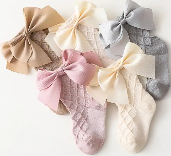 Wholesale Children's Socks Girls Fluffy Tube Socks With Bowknot Summer Kids Cotton Sock