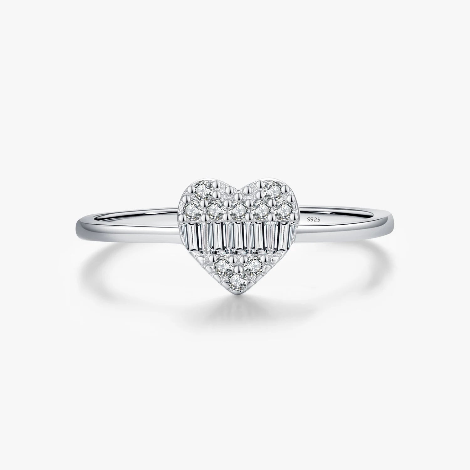 Wedding Platinum Plated Fine Jewelry 925 Sterling Silver Sweet Sugar Heart Love Dazzling Cubic Zirconia Rings for Women