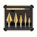 6pcs 5pcs HSS Sizes 5 Step Drill Bits Set 1pc Automatic Spring Loaded Center Punch Circle Hole Cutter X-Shaped OEM