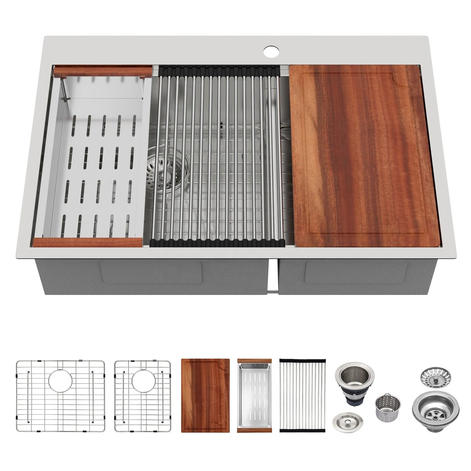 US Shipping  Drop-In Stainless Steel Kitchen Sink Double Bowls